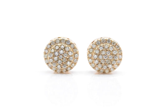 0.75 cttw Diamond Cluster Studs 14K Yellow Gold Cluster Studs