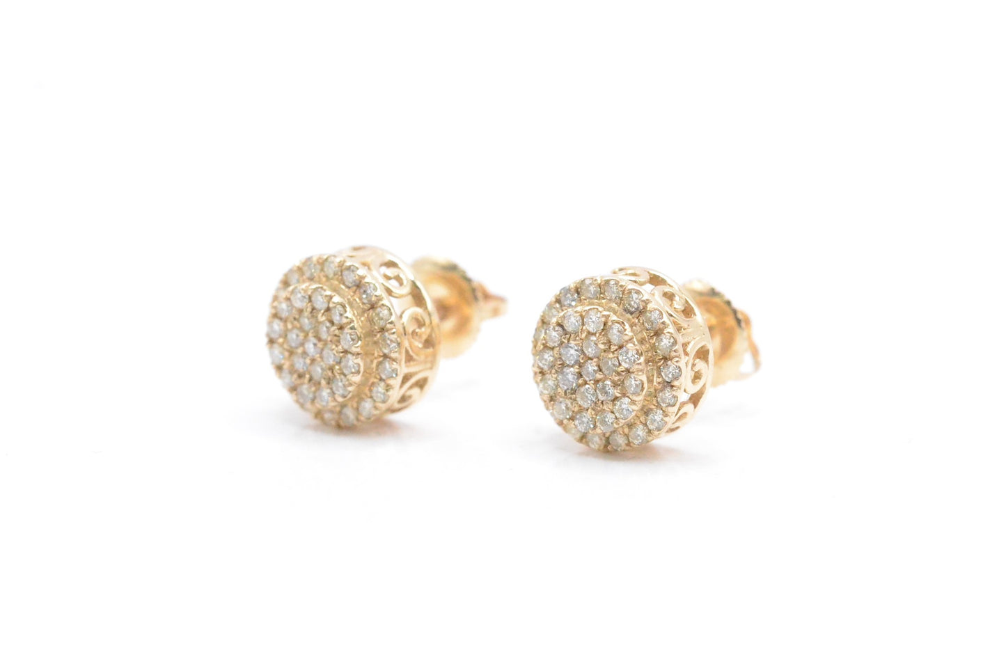 0.75 cttw Diamond Cluster Studs 14K Yellow Gold Cluster Studs