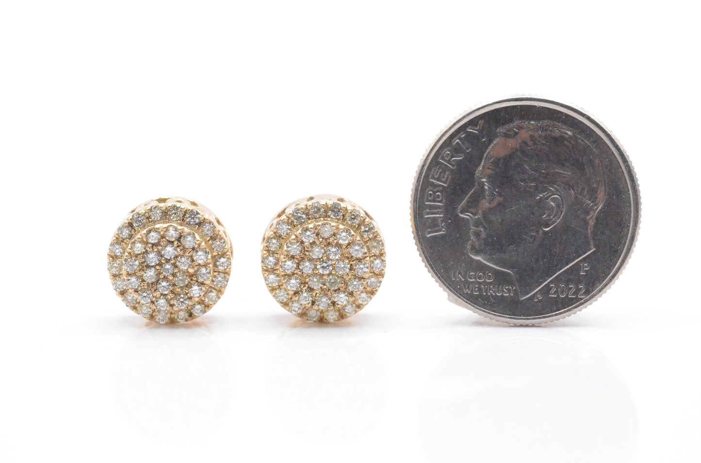 0.75 cttw Diamond Cluster Studs 14K Yellow Gold Cluster Studs