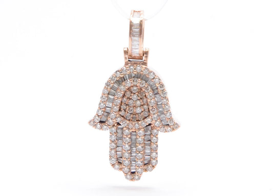 1.00 cttw Diamond Hamsa Pendant 14K Rose Gold Hamsa