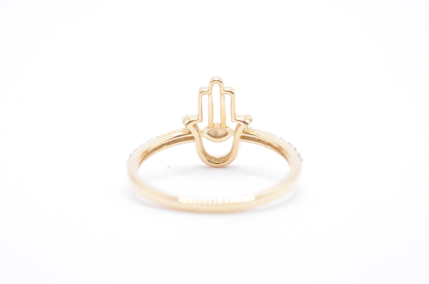 0.20 cttw Diamond Hamsa Ring Sz.6.75 14K Yellow Gold Women's Rings