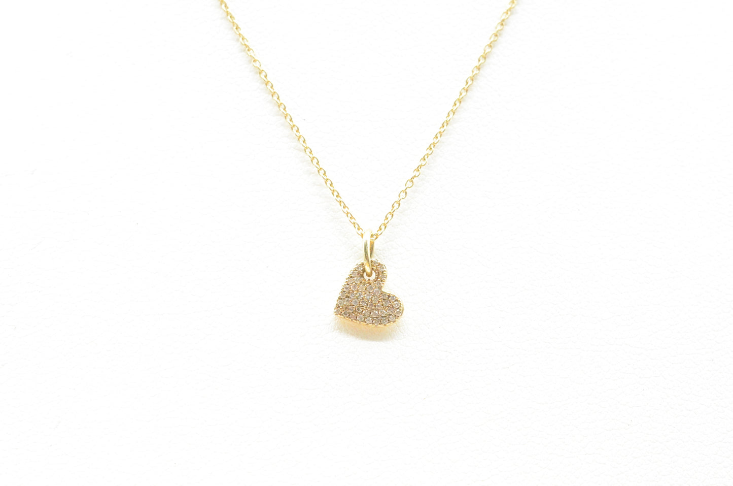 0.33" 0.09 cttw Diamond Heart Pendant W/18" Adjustable Cable Chain 14K Yellow Gold Hearts