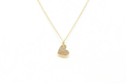 0.33" 0.09 cttw Diamond Heart Pendant W/18" Adjustable Cable Chain 14K Yellow Gold Hearts