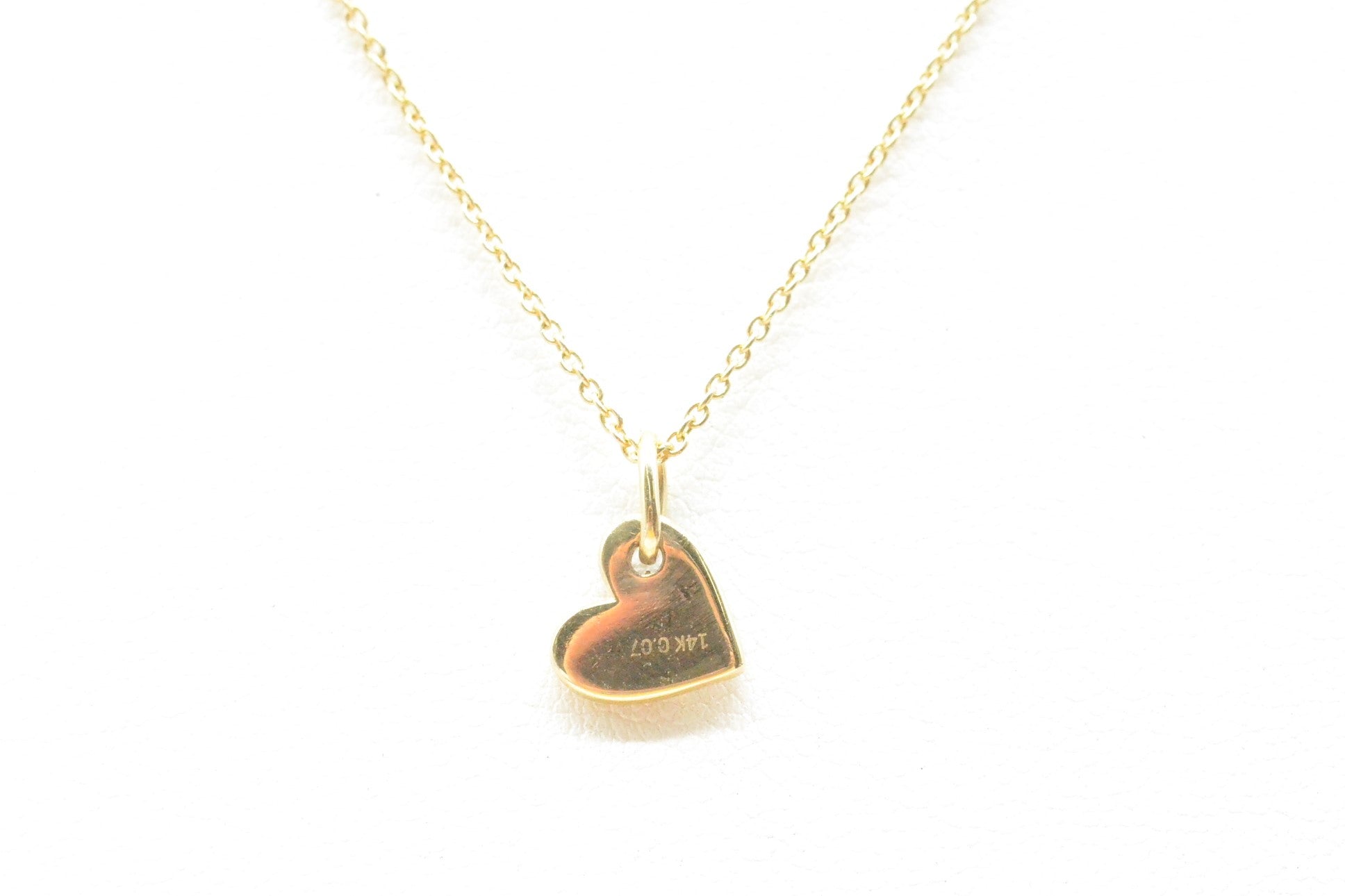 0.33" 0.09 cttw Diamond Heart Pendant W/18" Adjustable Cable Chain 14K Yellow Gold Hearts