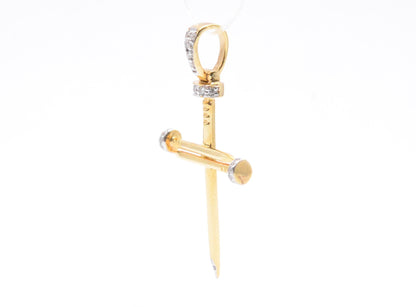 1.5" 0.15 cttw Diamond Nail Cross Pendant 14K Yellow Gold Crosses