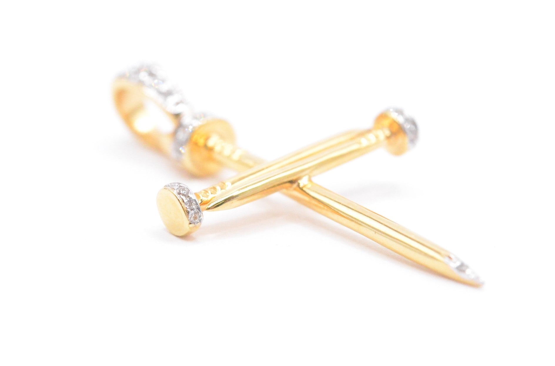 1.5" 0.15 cttw Diamond Nail Cross Pendant 14K Yellow Gold Crosses