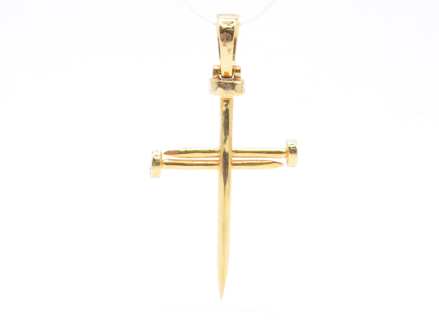 1.5" 0.15 cttw Diamond Nail Cross Pendant 14K Yellow Gold Crosses