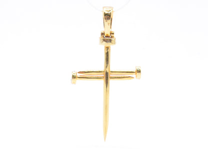 1.5" 0.15 cttw Diamond Nail Cross Pendant 14K Yellow Gold Crosses