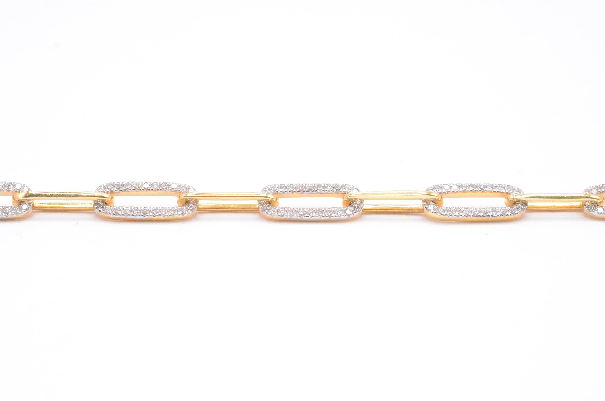 0.65 cttw Diamond Paper Clip Bracelet 7.25" 14K Yellow Gold Diamond Bracelet