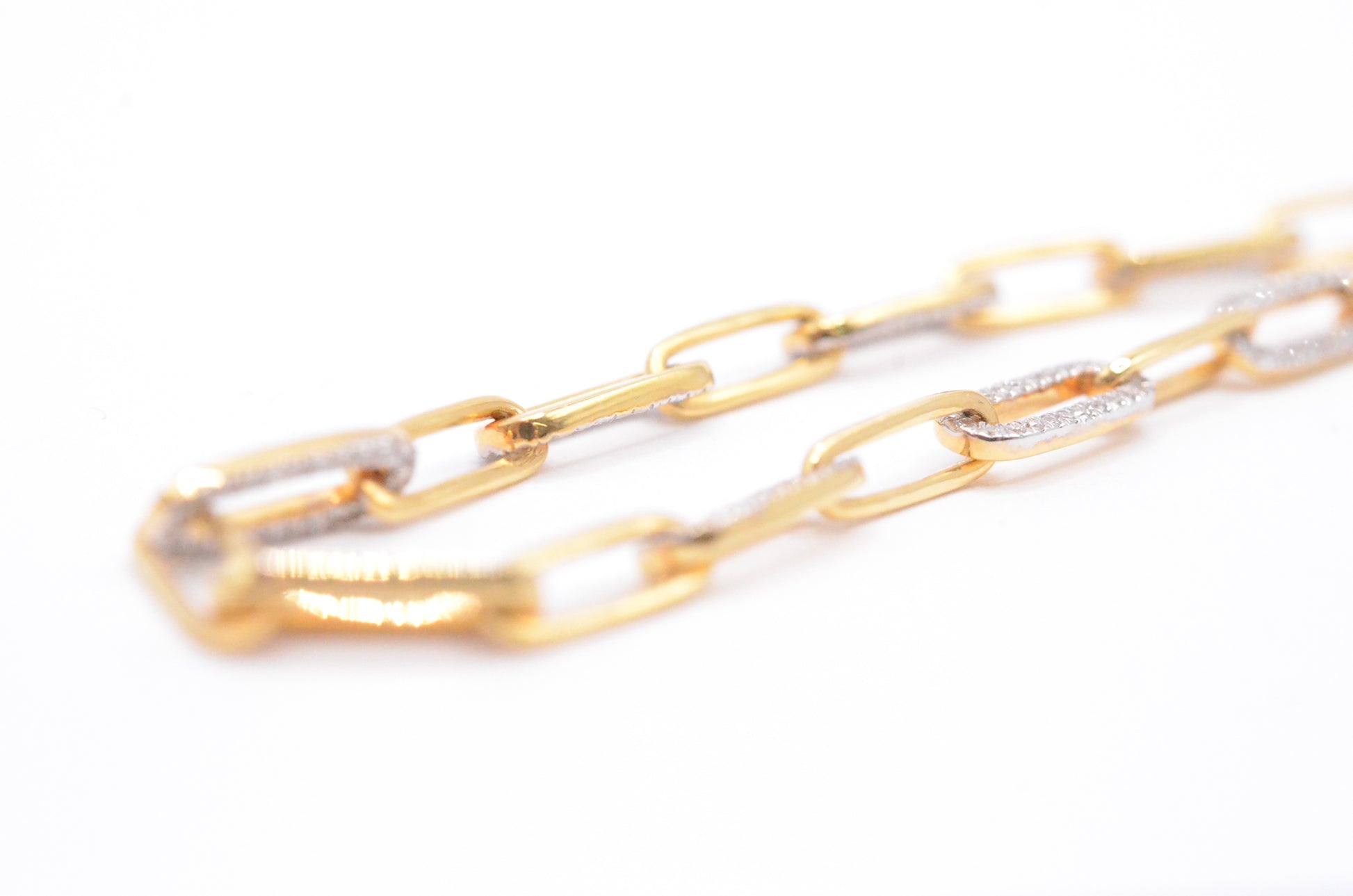 0.65 cttw Diamond Paper Clip Bracelet 7.25" 14K Yellow Gold Diamond Bracelet