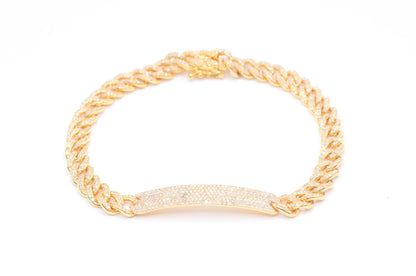 2.15 cttw Diamond ID Miami Cuban Bracelet 7" 14K Yellow Gold Diamond Bracelet