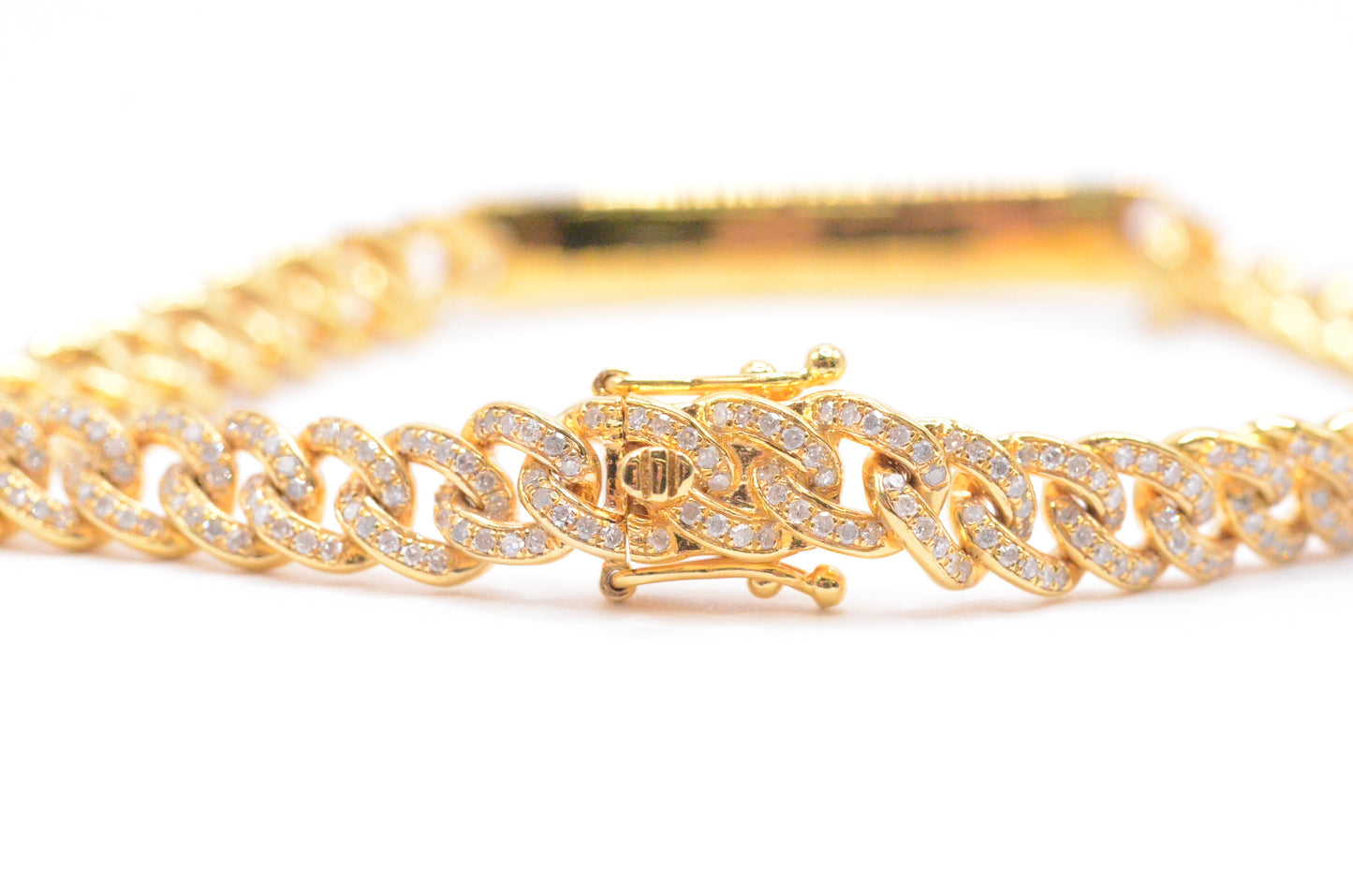 2.15 cttw Diamond ID Miami Cuban Bracelet 7" 14K Yellow Gold Diamond Bracelet