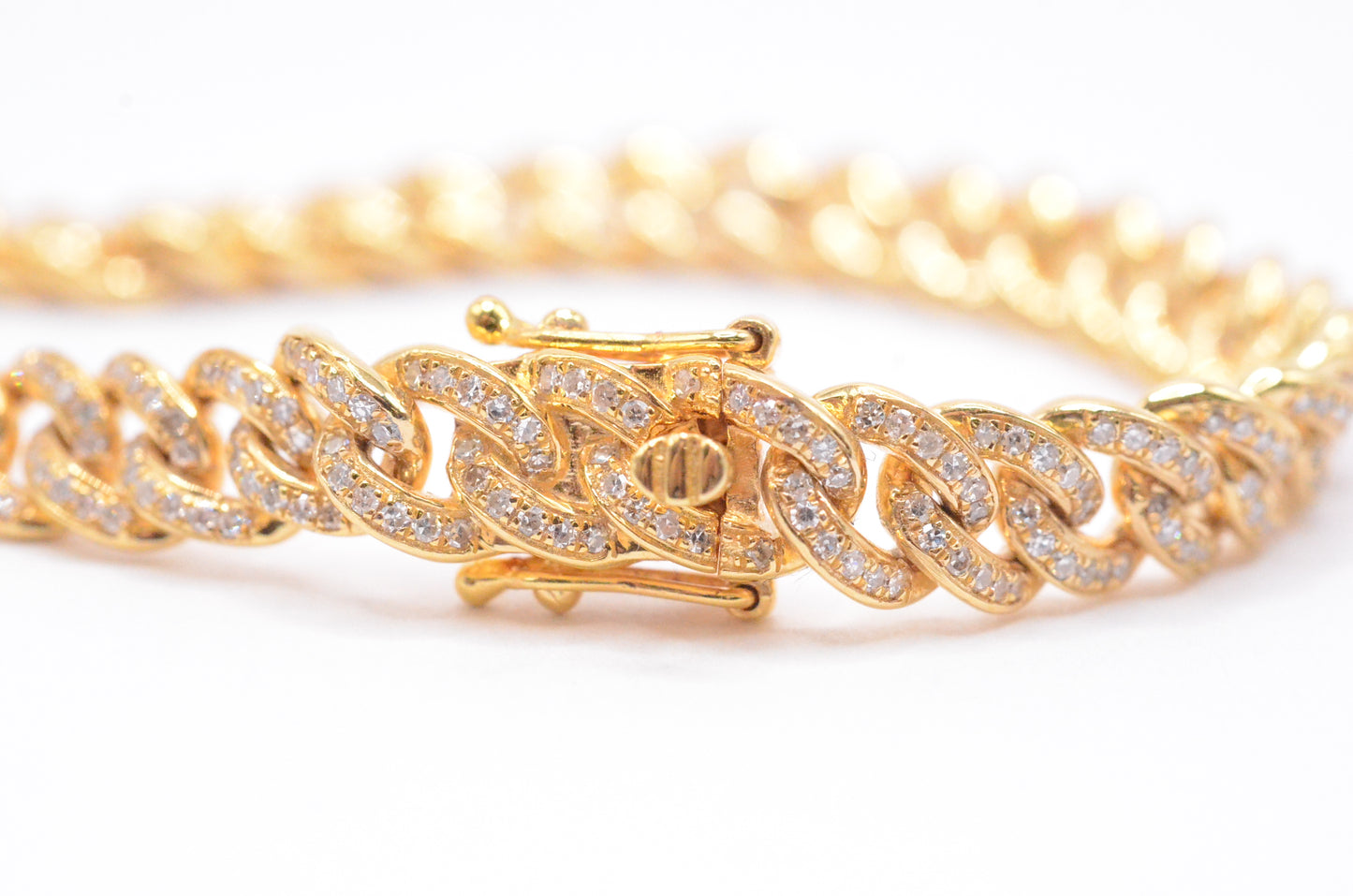 1.70 cttw Diamond Miami Cuban Bracelet 7.5" 14K Yellow Gold Diamond Bracelet