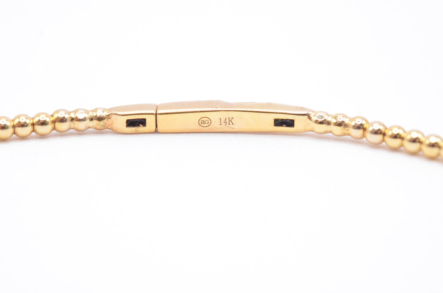 0.10 CTTW Beaded Hamsa Bangle Bracelet in 14K Yellow Gold Bangle Bracelets