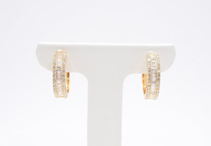 1.5 cttw Baguette Natural Diamond Hoop Earrings 14K Yellow Gold Hoops & Huggies