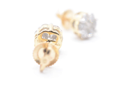 1 cttw Diamond Flower Stud Earrings 10K Yellow Gold Cluster Studs