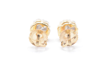 1 cttw Diamond Flower Stud Earrings 10K Yellow Gold Cluster Studs