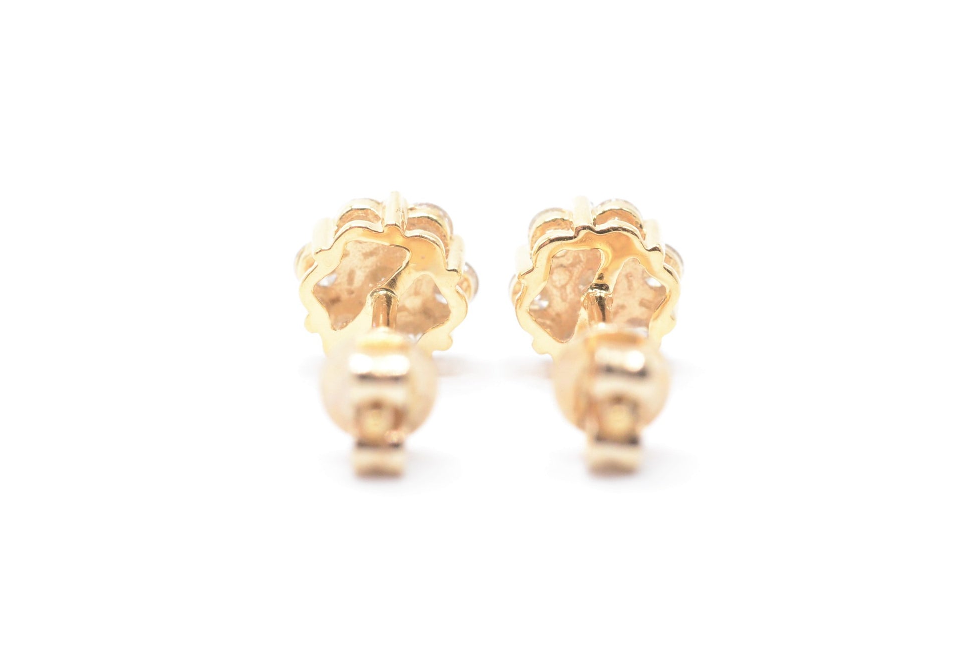 0.75 cttw Diamond Flower Stud Earrings 10K Yellow Gold Cluster Studs