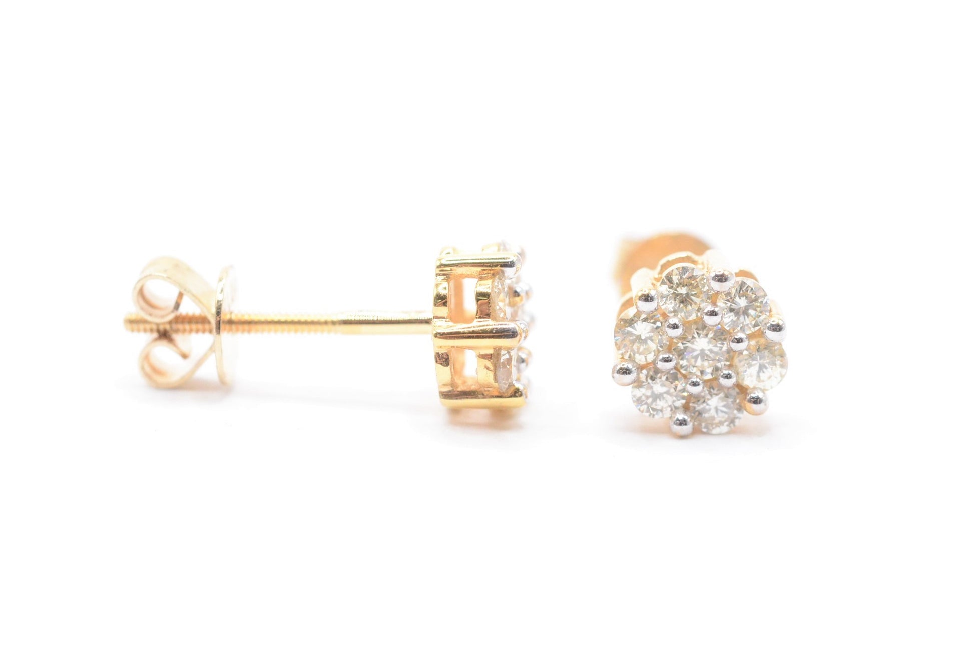 0.33 cttw Diamond Flower Stud Earrings 10K Yellow Gold Cluster Studs