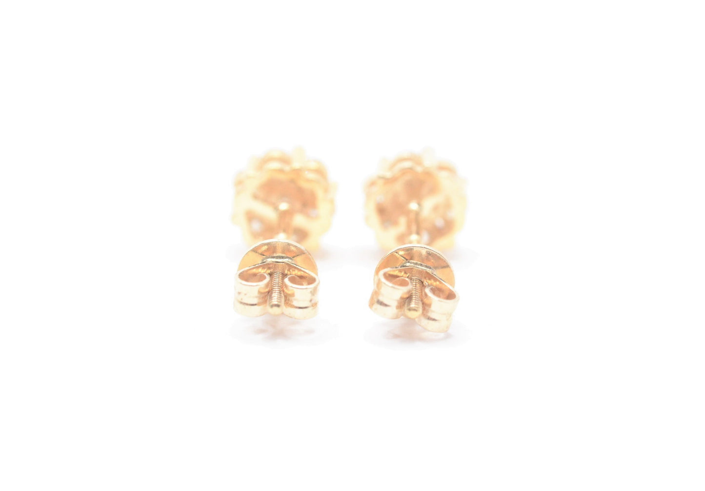 0.33 cttw Diamond Flower Stud Earrings 10K Yellow Gold Cluster Studs