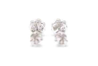 0.25 cttw Diamond Flower Stud Earrings 10K White Gold Cluster Studs