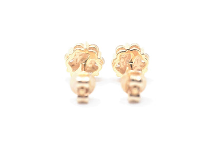 0.15 cttw Micro Diamond Flower Stud Earrings 10K Yellow Gold Cluster Studs