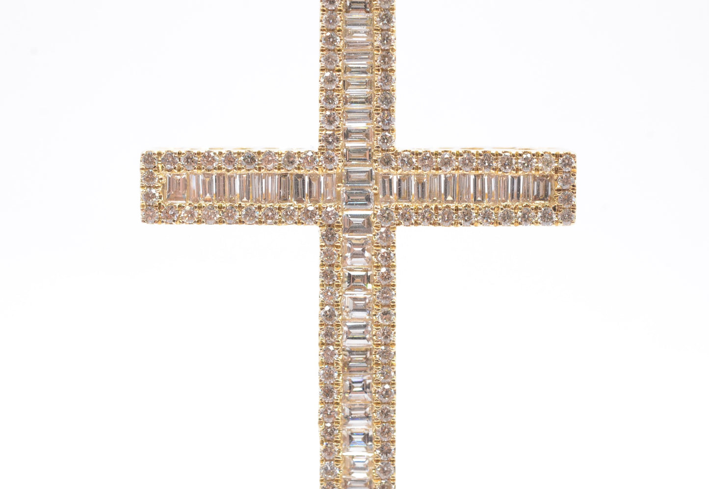 2.4" 2.80 cttw Baguette Diamond Cross Pendant 14K Yellow Gold Crosses