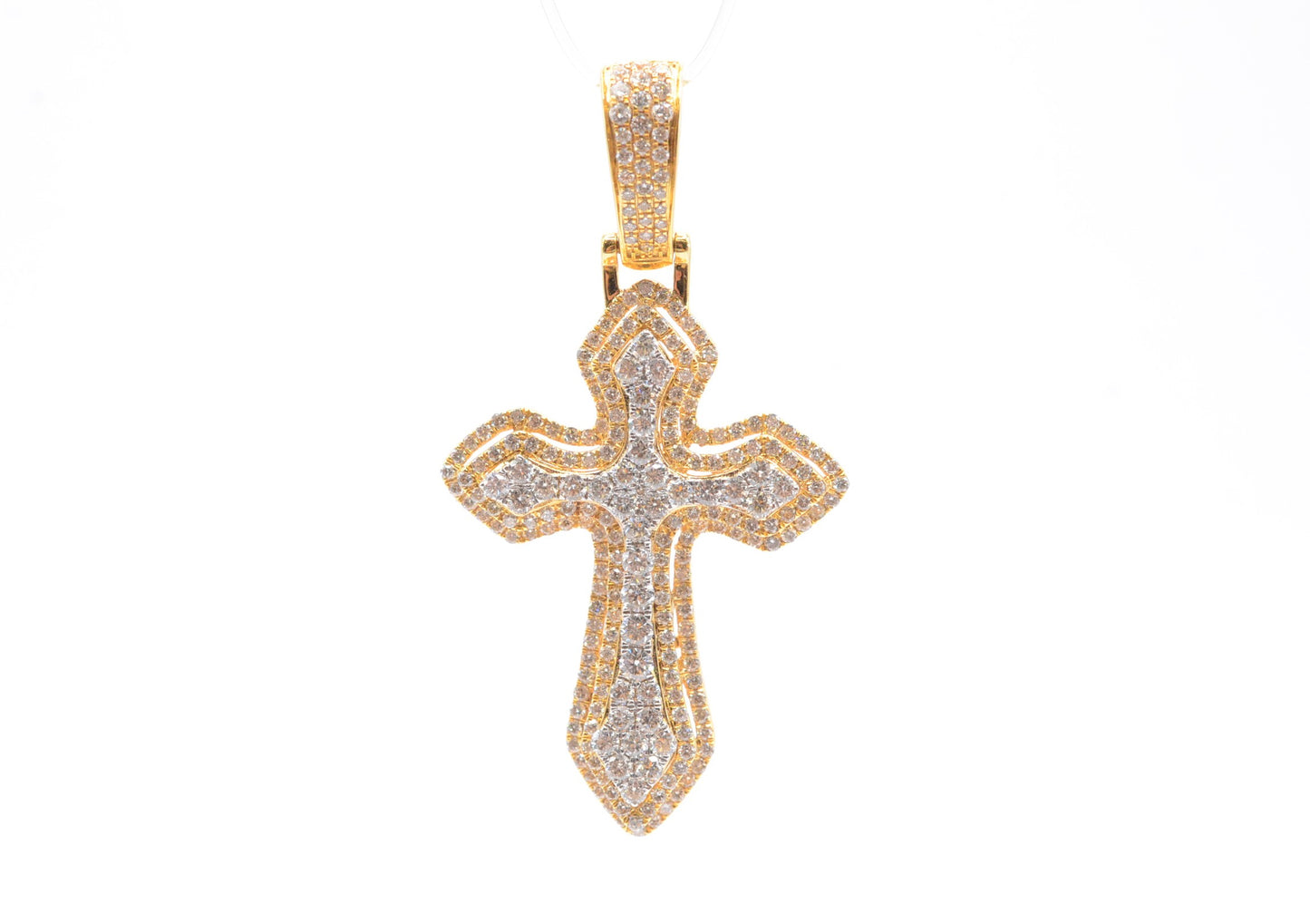 2" 2.10 cttw Diamond Cross Pendant 14K Two-Tone Gold Crosses