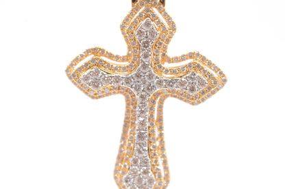 2" 2.10 cttw Diamond Cross Pendant 14K Two-Tone Gold Crosses