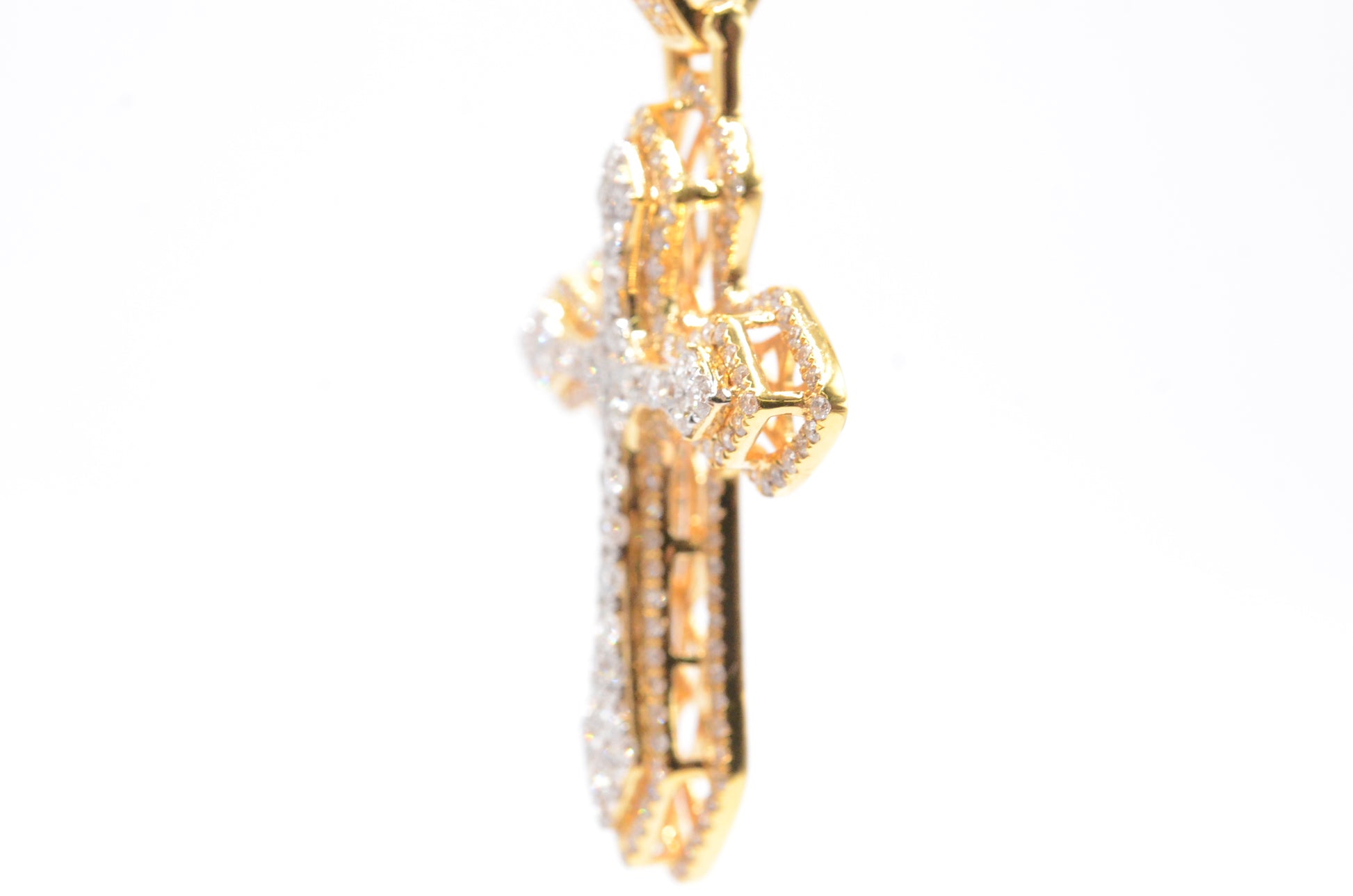 2" 2.10 cttw Diamond Cross Pendant 14K Two-Tone Gold Crosses