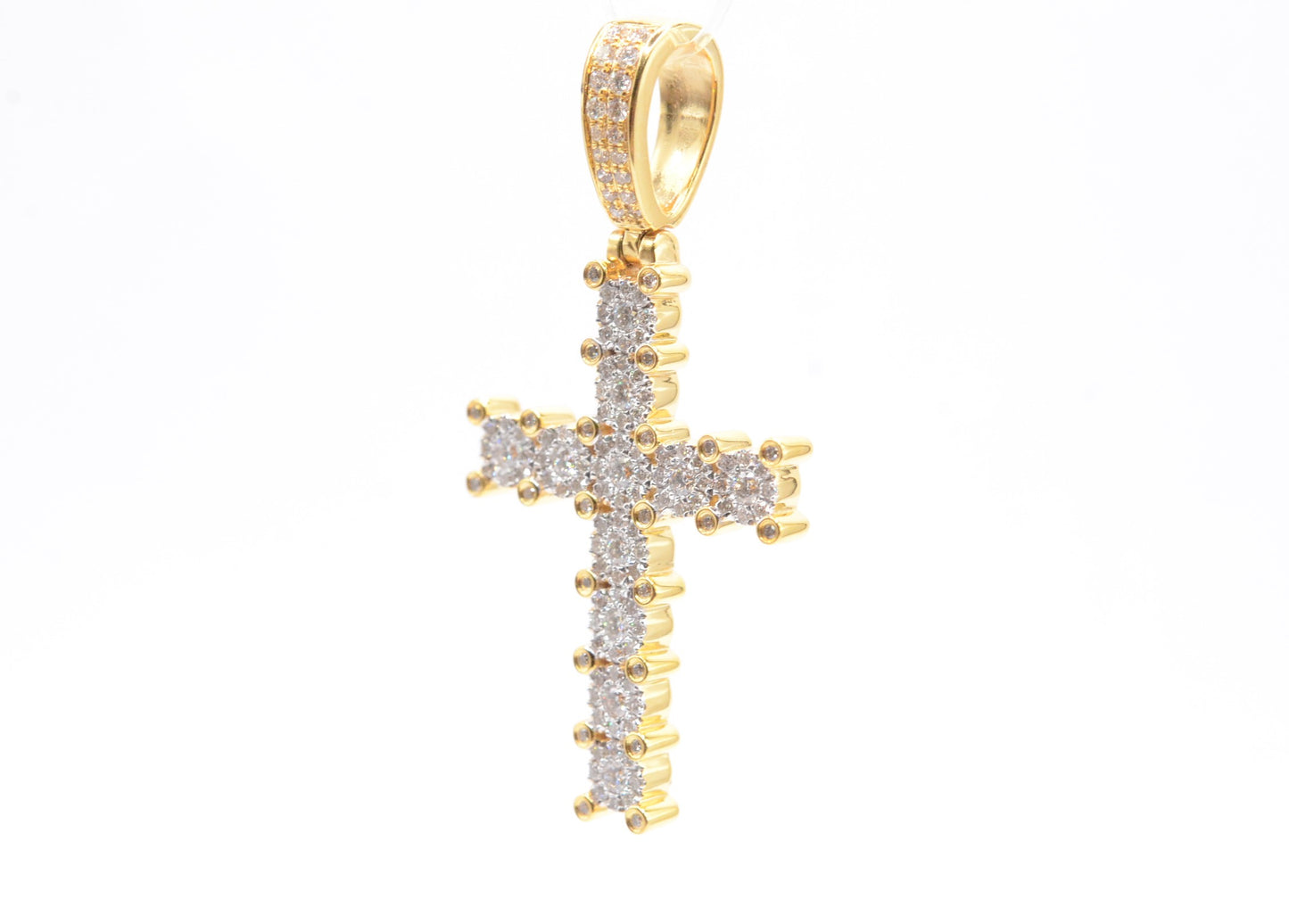 1.75" 1.15 cttw Diamond Cross Pendant 14K Yellow Gold Crosses