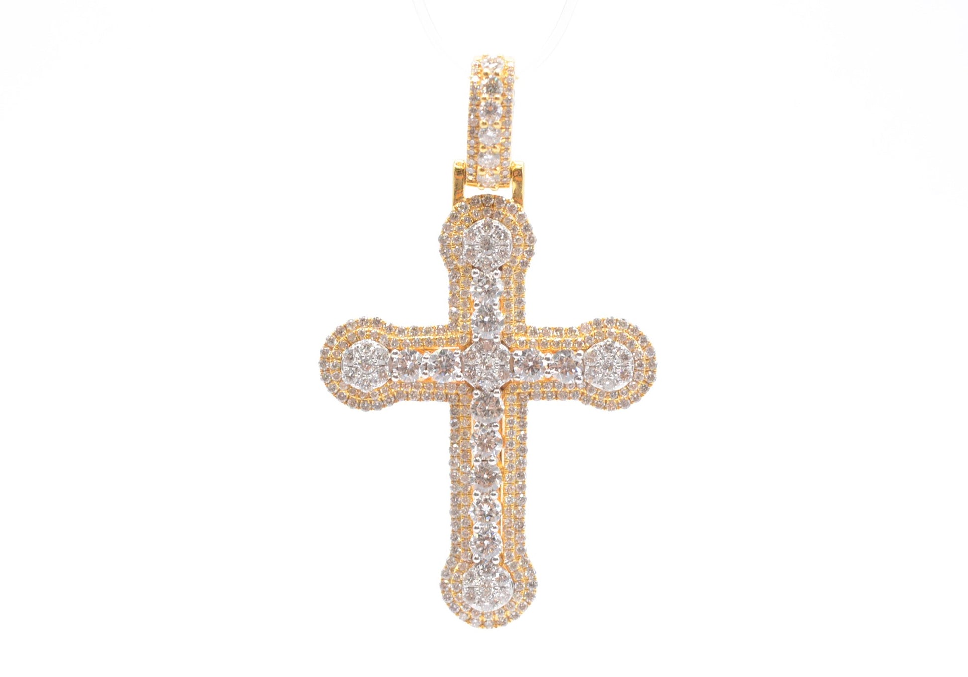 1.75" 1.85 cttw Diamond Cross 14K Yellow Gold Crosses