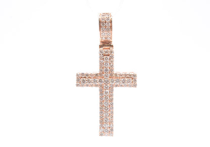 1.6" 1.45 cttw 3D Diamond Cross Pendant 14K Rose Gold Crosses