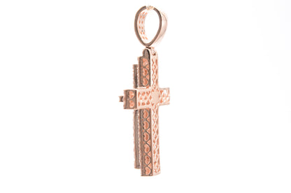 1.6" 1.45 cttw 3D Diamond Cross Pendant 14K Rose Gold Crosses