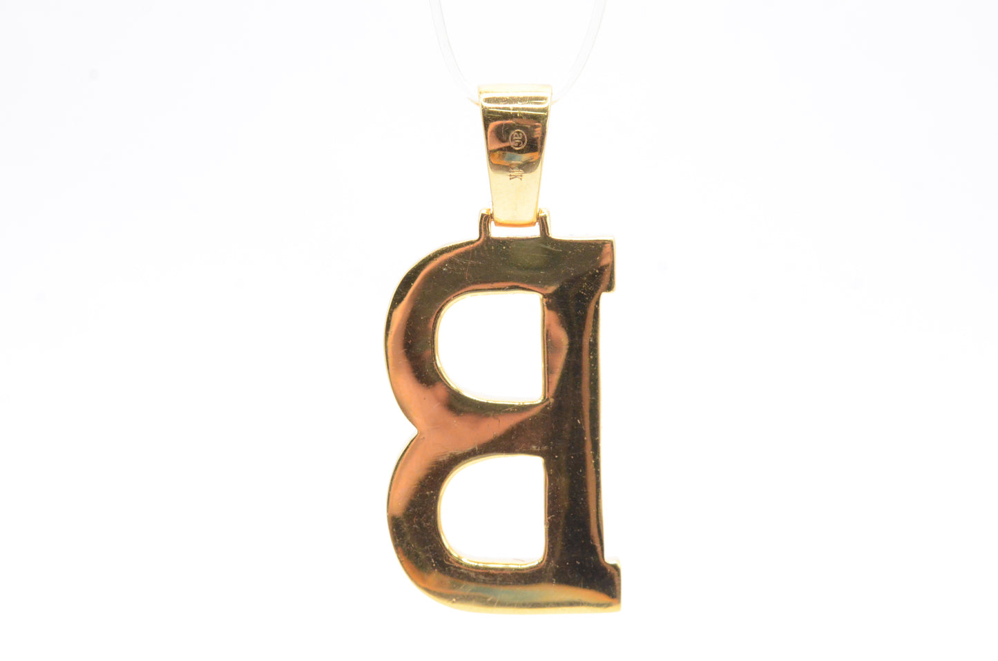 1.6" 1.80 cttw Diamond Block Letter "B" Pendant 14K Two-Tone Gold Letters & Numbers