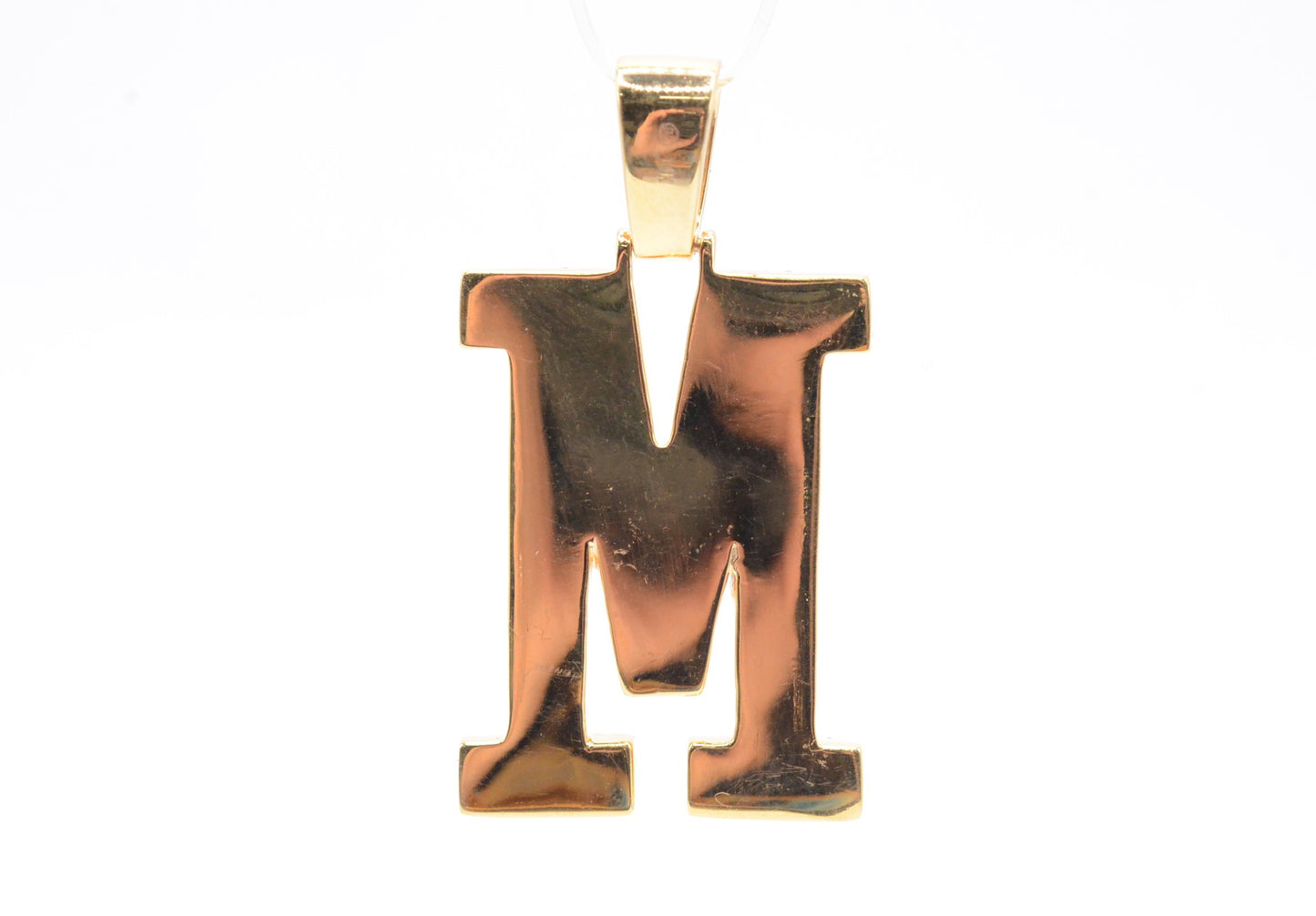 1.6" 2.25 cttw Diamond Block Letter "M" Pendant 14K Two-Tone Gold Letters & Numbers