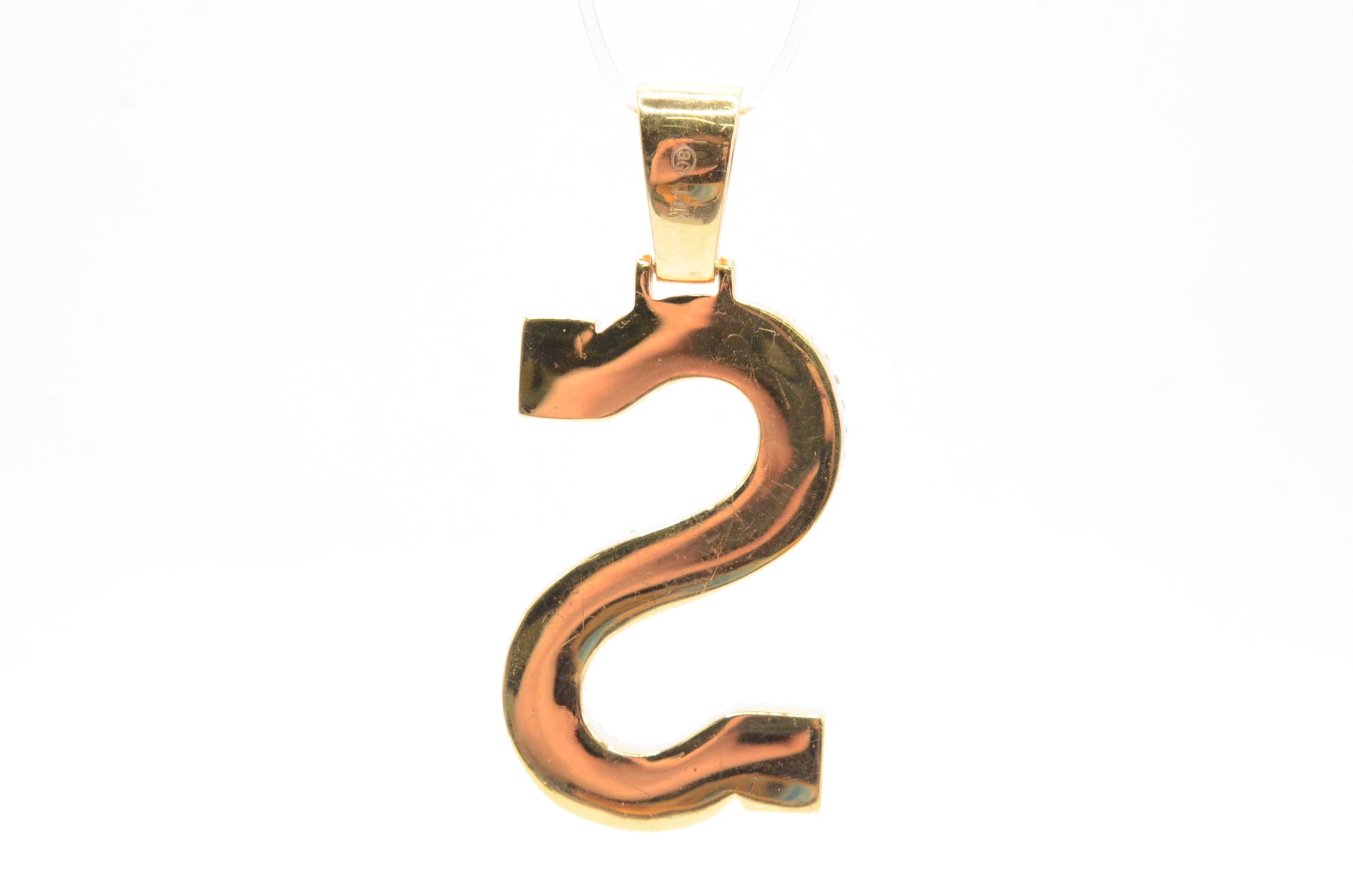 1.6" 1.50 cttw Diamond Block Letter "S" Pendant 14K Two-Tone Gold Letters & Numbers
