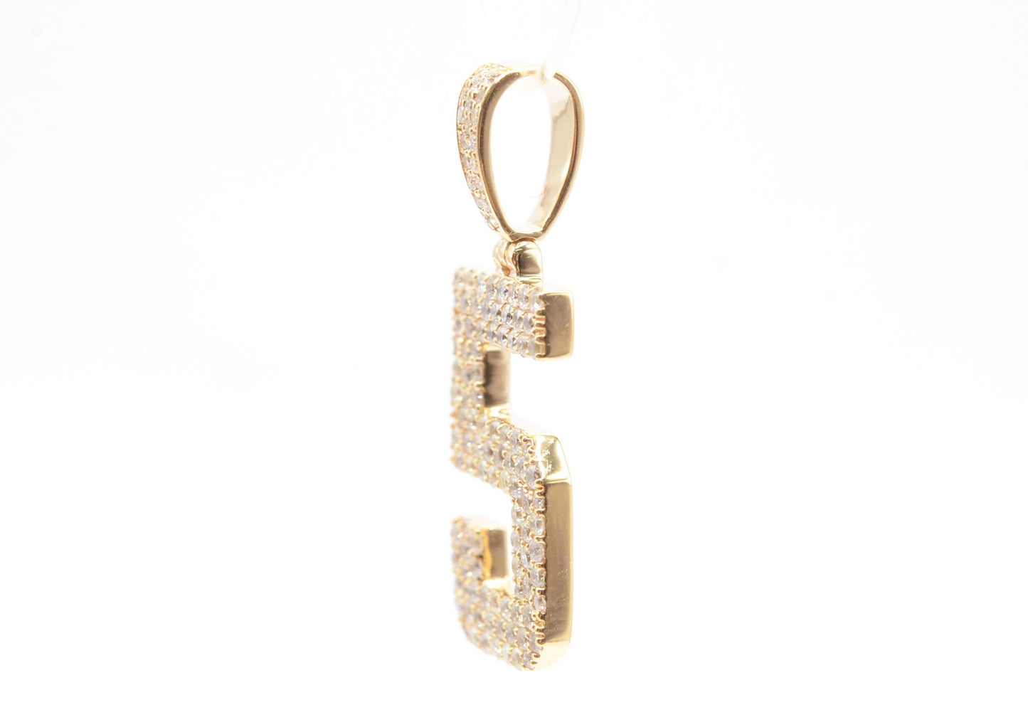 1.25" 0.90 cttw Diamond 3-Row Number "5" Pendant 14K Yellow Gold Letters & Numbers