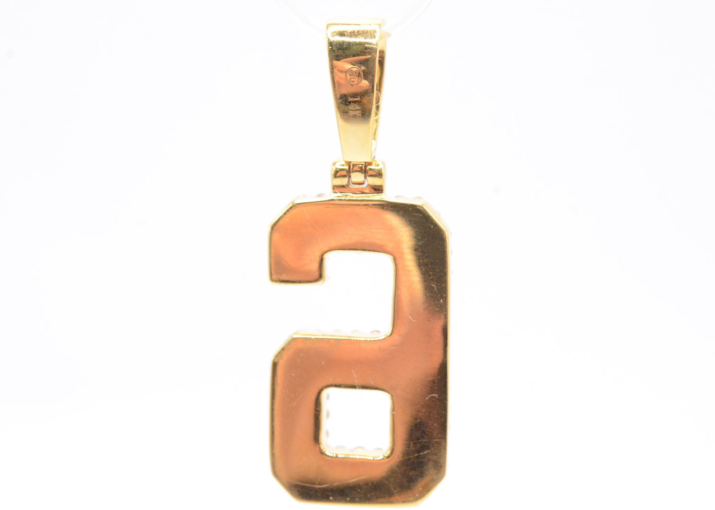 1.25" 1 cttw Diamond 3D Number "6" Pendant 14K Two-Tone Gold Letters & Numbers