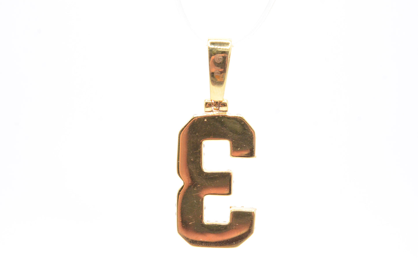 1.25" 0.85 cttw Diamond 3D Number "3" Pendant 14K Two-Tone Gold Letters & Numbers