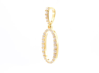 1.6" 1.05 cttw Diamond Number "0" Pendant 14K Yellow Gold Letters & Numbers