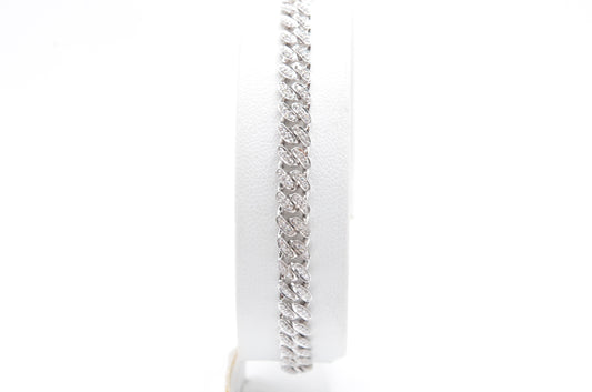 6.5" 0.68 cttw Diamond Micro Cuban Bracelet 14K White Gold Diamond Bracelet