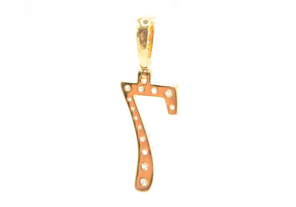 1.6" 1.10 cttw Diamond Number "7" Pendant 14K Yellow Gold Letters & Numbers