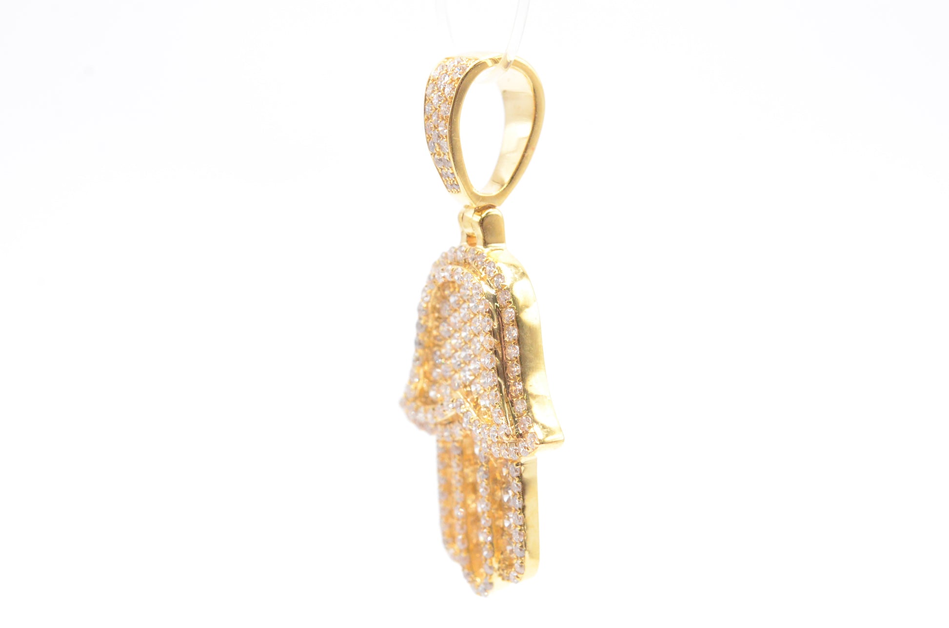 1.5" 1.45 cttw Diamond Hamsa Pendant 14K Yellow Gold Hamsa