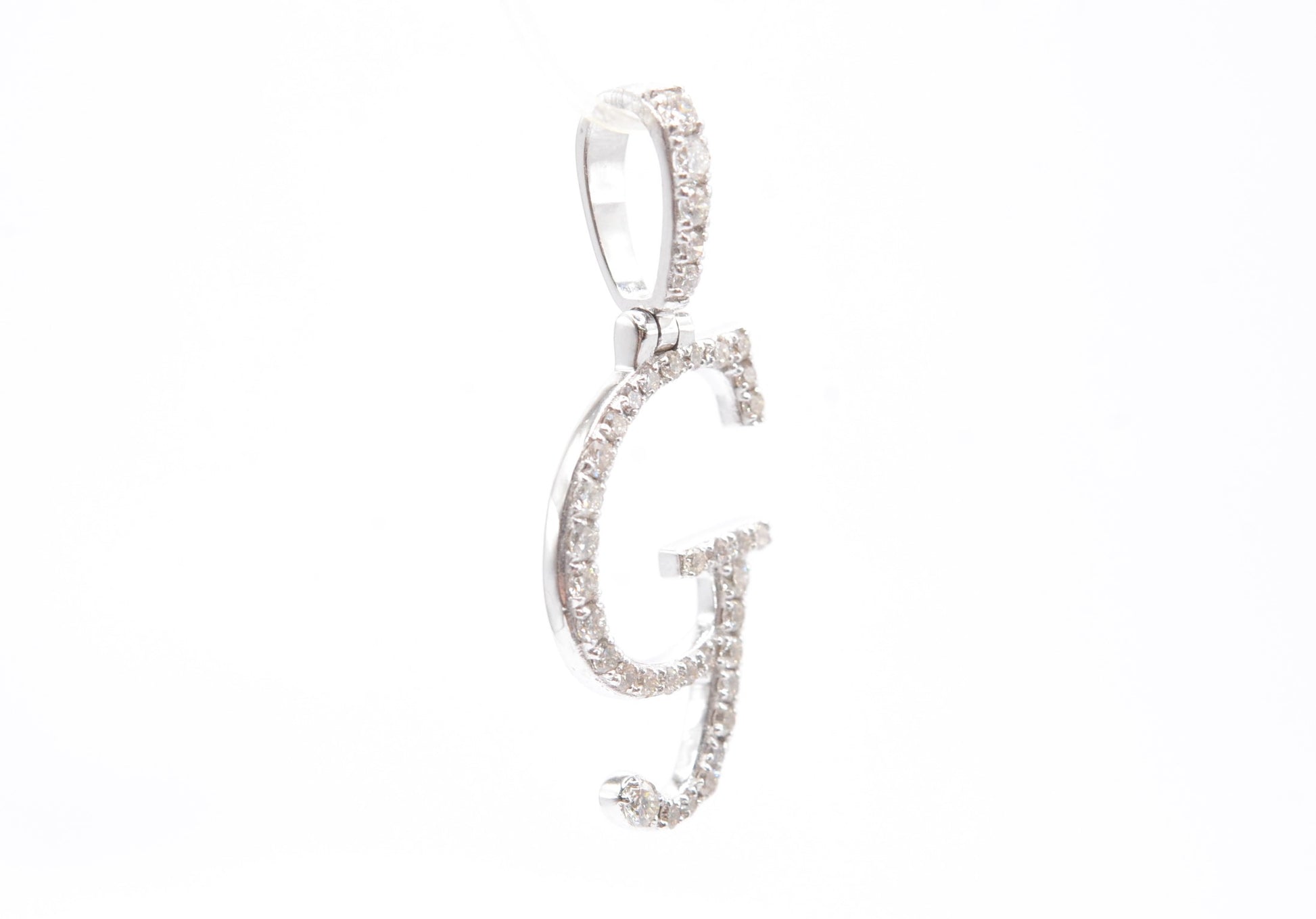 1" 0.35 cttw Diamond Initial Pendant "G" 14k White Gold Letters & Numbers
