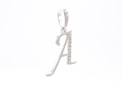 1" 0.45 cttw Diamond Initial Pendant "A" 14K White Gold Letters & Numbers