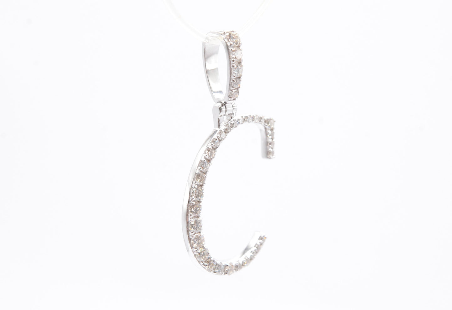 1" 0.35 cttw Diamond Initial Pendant "C" 14K White Gold Letters & Numbers