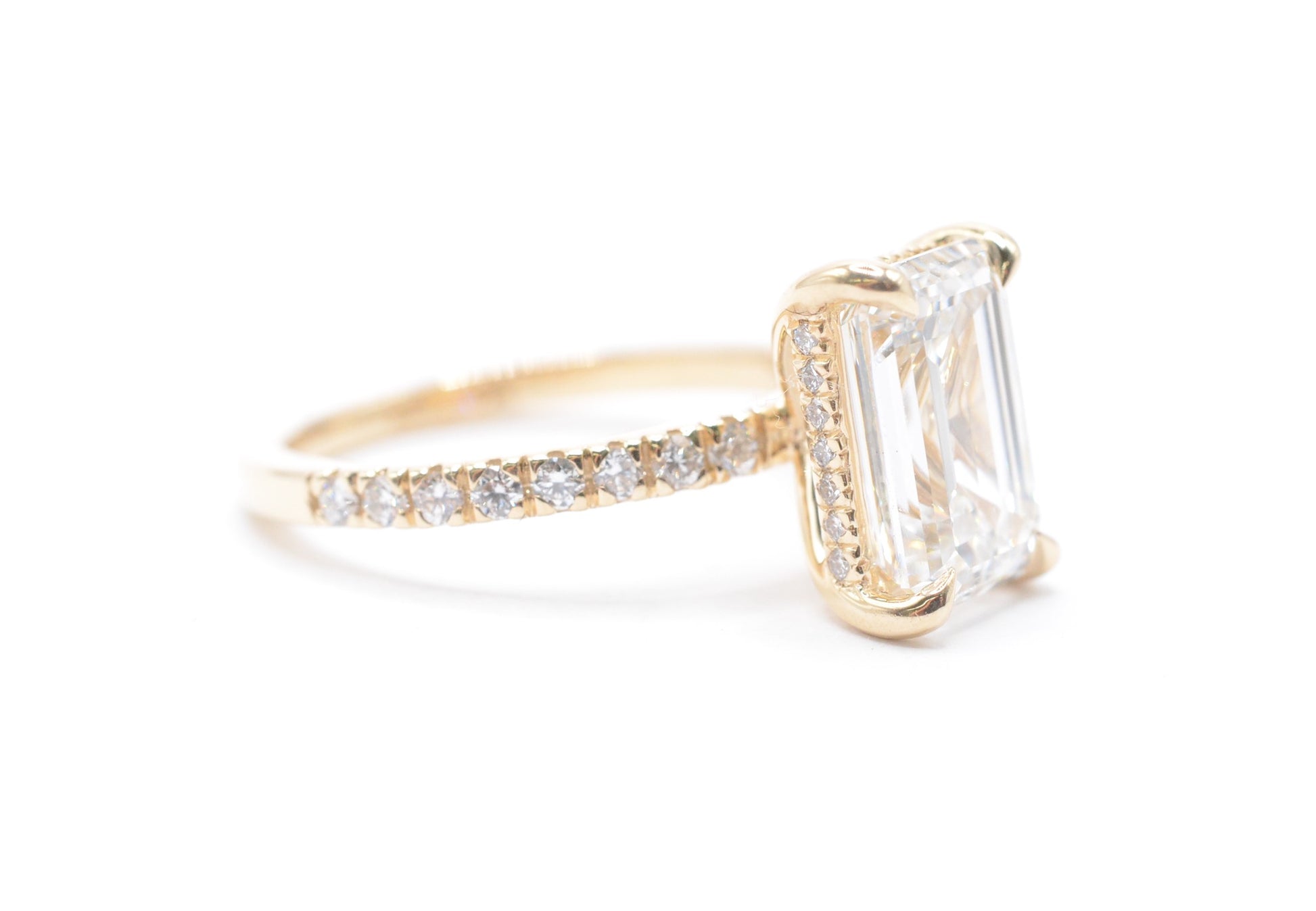 3ct Emerald Cut Lab-Grown Diamond Engagement Ring 14K Yellow Gold Made to Order