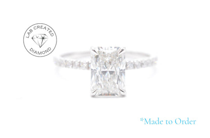 Made to Order-2ct Radiant Lab Grown Diamond Engagement Ring 14K White Gold Made to Order Lab Engagement Rings