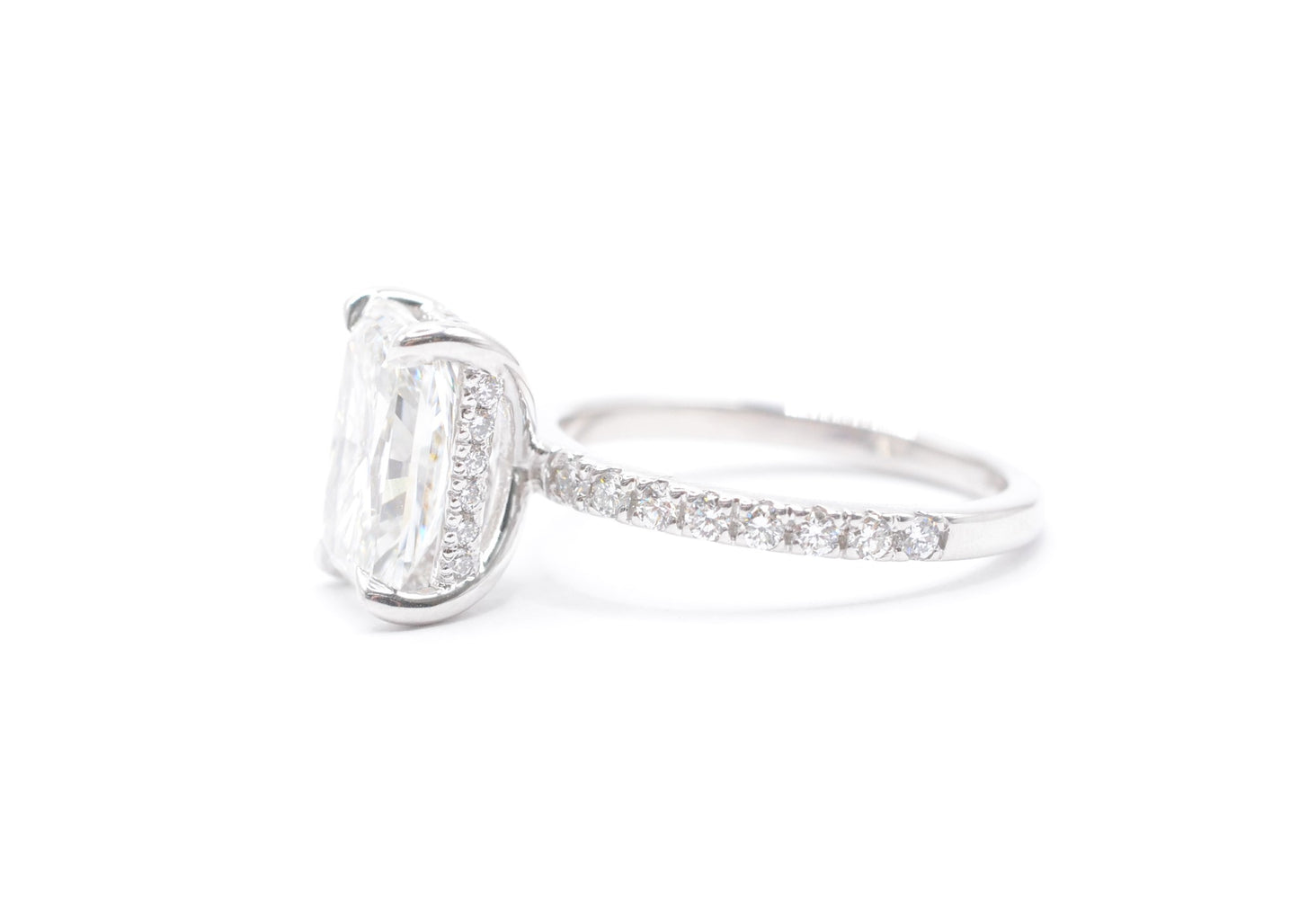 2.5ct Radiant Lab-Grown Diamond in 14K White Gold with Accented Underhalo Pave Setting Made to Order